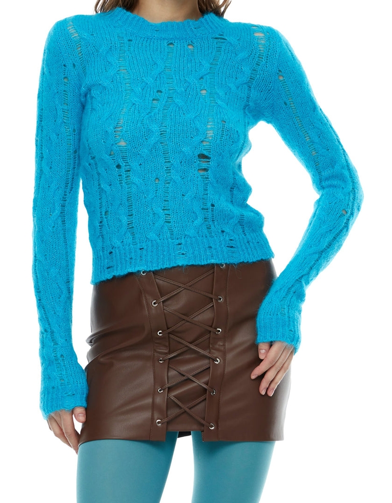 Lacy Mohair Top Turquoise