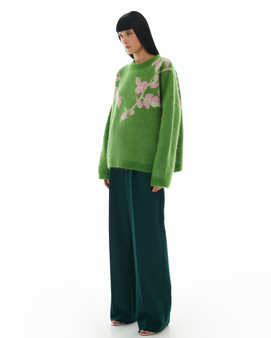 Cyber Jacquard Sweater Green