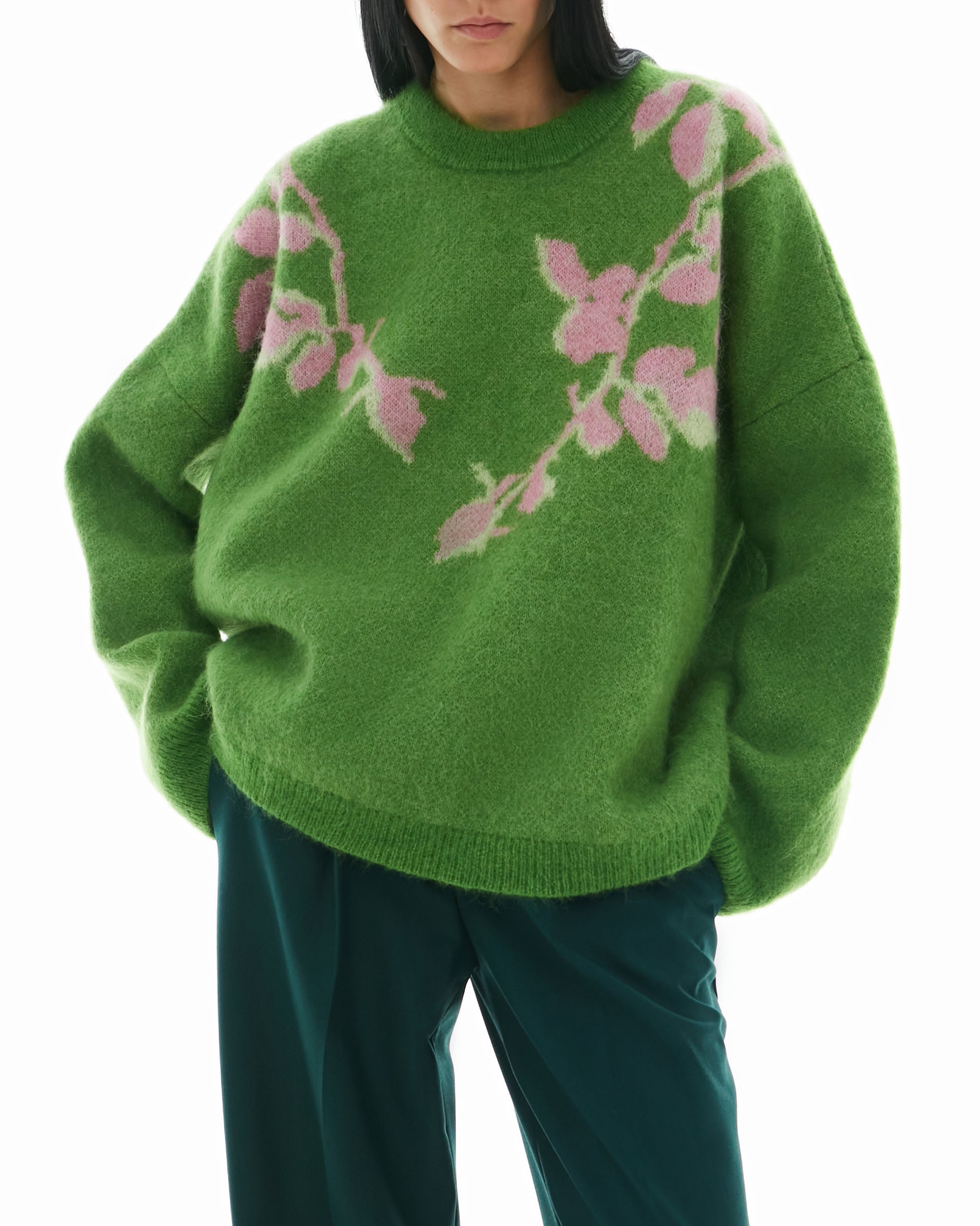 Cyber Jacquard Sweater Green