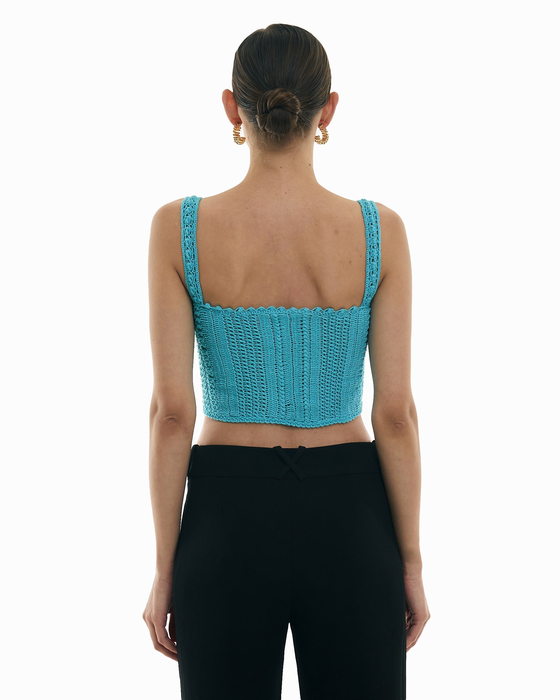 Hand Knitted Top Turquoise