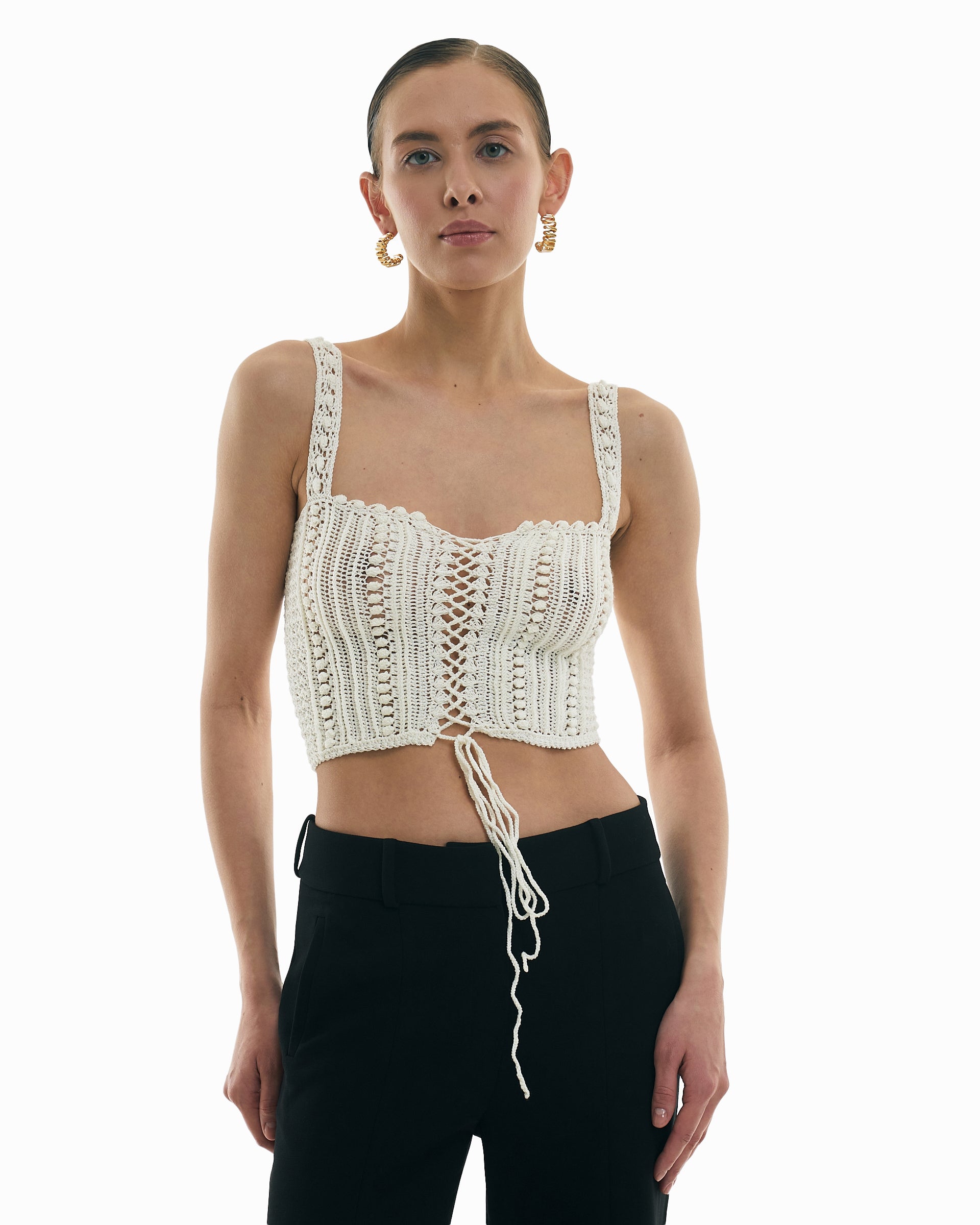 Hand Knitted Top Milk