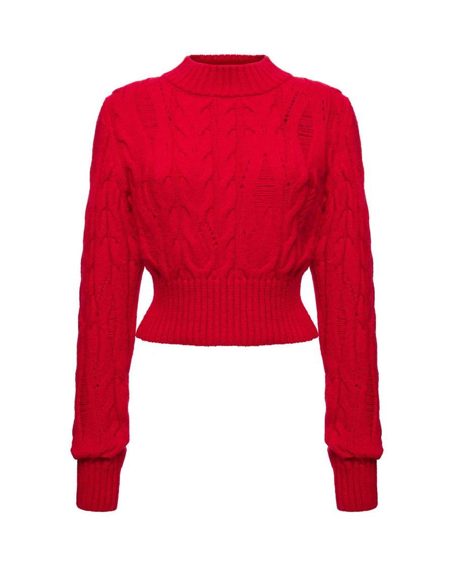 Braid Sweater Red